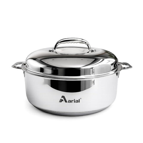ARIAL STEAM Insulated Stainless Steel Casserole 2.5 Litre, Double Wall Thermal Hot Pot for Roti, Chapati & Food Storage, Food Grade Serving Bowl, Keeps Food Hot & Cold for Hours, Elegant Food Warmer & Cooler