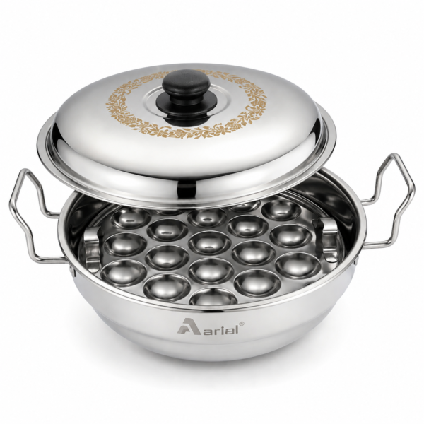 ARIAL Stainless Steel 3-in-1 Idli Maker with Copper Bottom, Multi Kadai & Steamer Set, 5 Plates (2 Idli, 2 Dhokla, 1 Patra/Momo Steamer), Non-Toxic Idli Cooker for Healthy Cooking